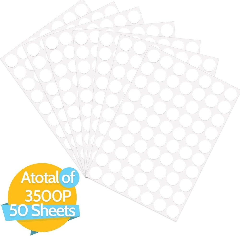 3500 White Dot Stickers 3/4 inch Circle Coding Labels for Office Classroom