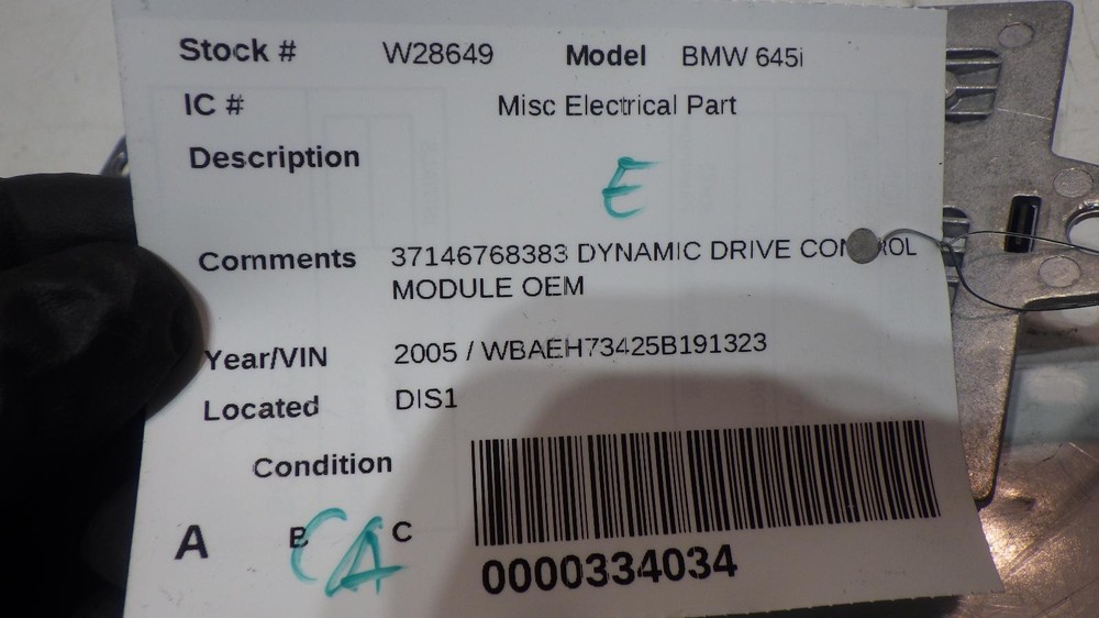 05 BMW 645i Dynamic Drive Control Module 37146768383