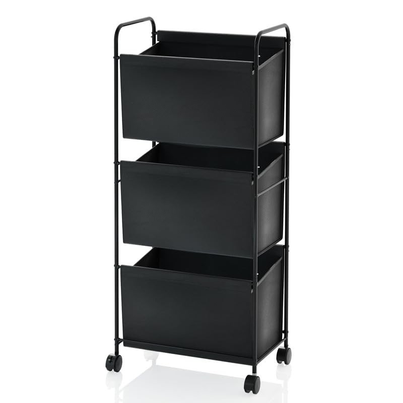 125L Vertical Laundry Hamper with Wheels, 3 Section Large Rolling Laundry Sor...