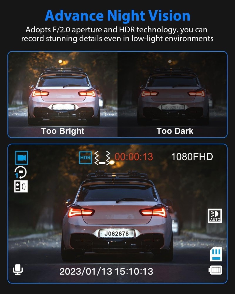 1080P Dash Camera with Night Vision & G-Sensor for Complete Coverage