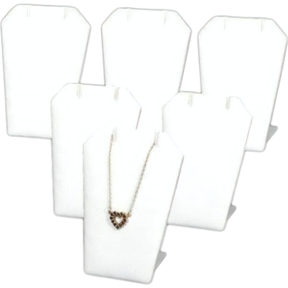 6 White Faux Leather Earring & Pendant Displays