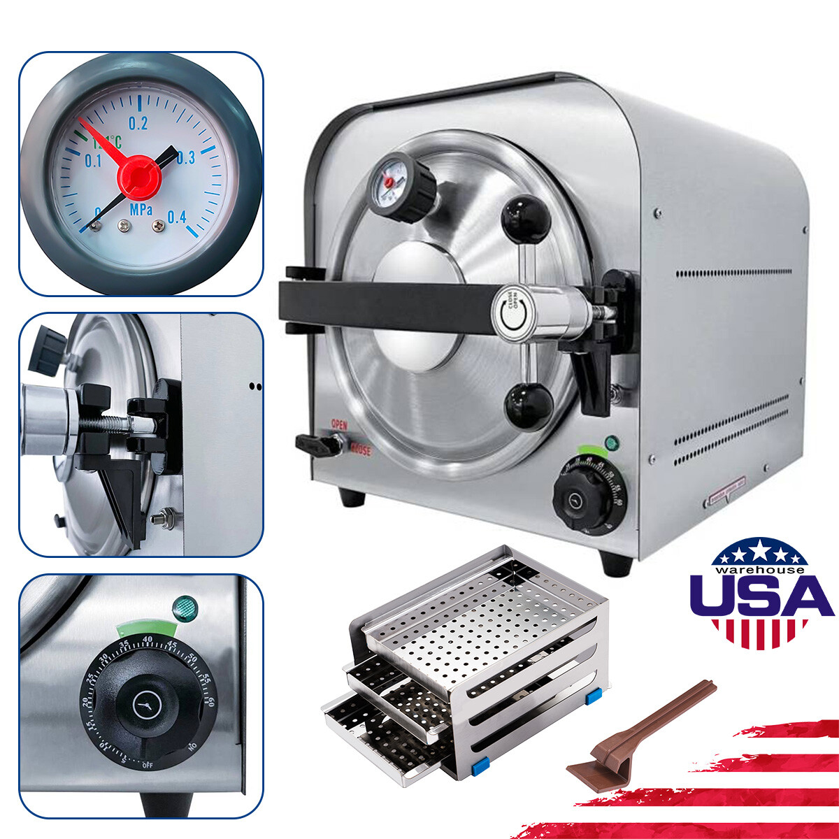 14L 18L Dental Autoclave Medical Steam Sterilizer Vacuum /22L Class B+Printer