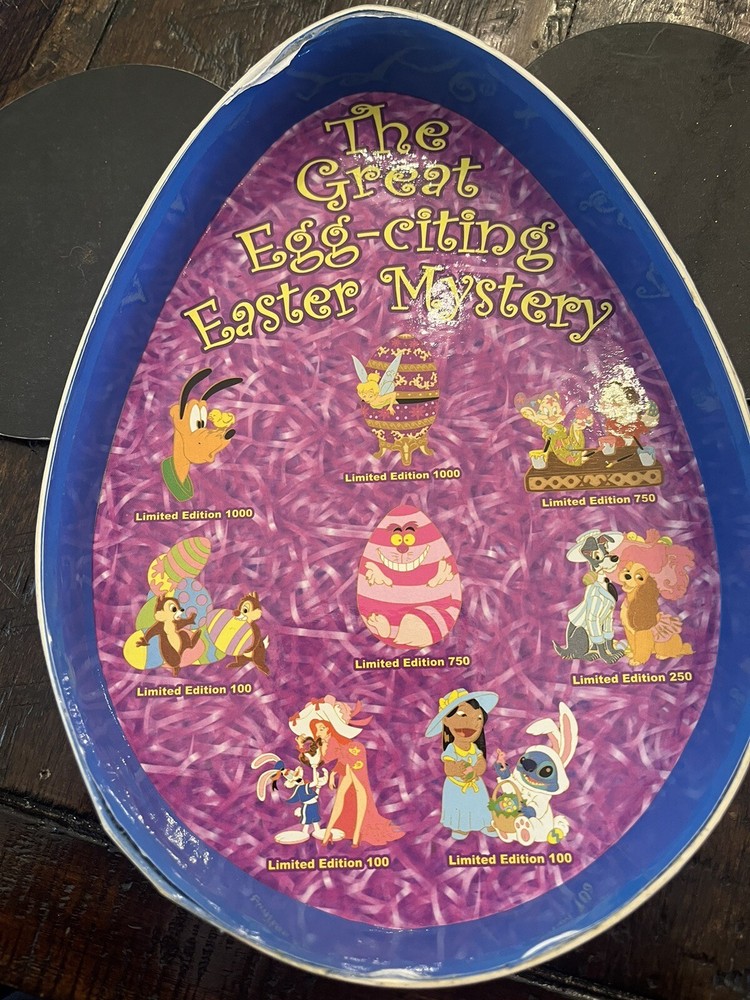 Disney Cheshire Cat Tinkerbell Pluto Grumpy Dopey Easter Basket Surprise Pin Set