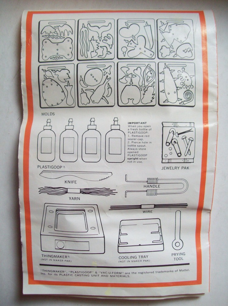 1967 "Mini Dragons" Thingmaker Set by Mattel-Mostly Complete Incl Working Heater
