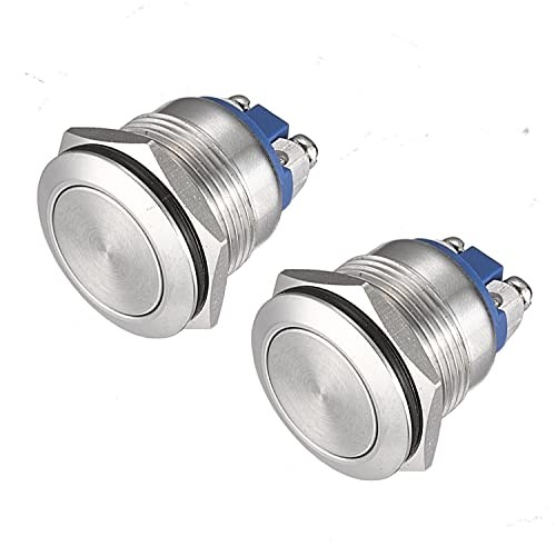 Push Button Switch 19mm Momentary Waterproof Stainless Momentary Flat Round