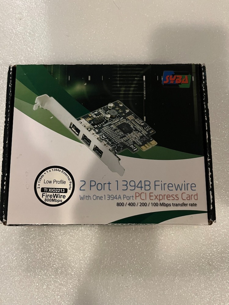 SYBA 2 Port 1394B firewire Empty Box w/ Driver CD, Manual & Low Profile Bracket
