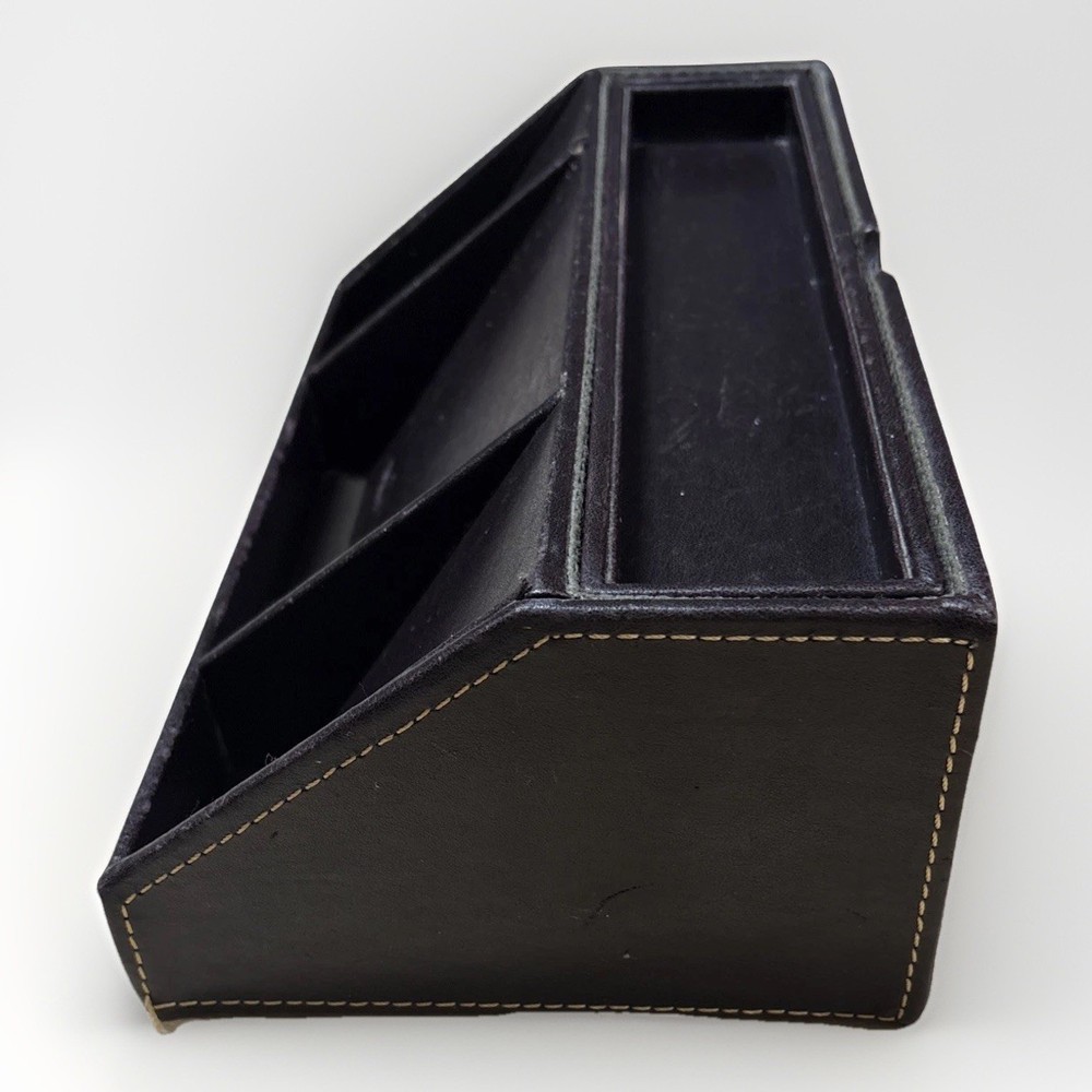Brown Leather-like Electronics Charging Station Tabletop Valet