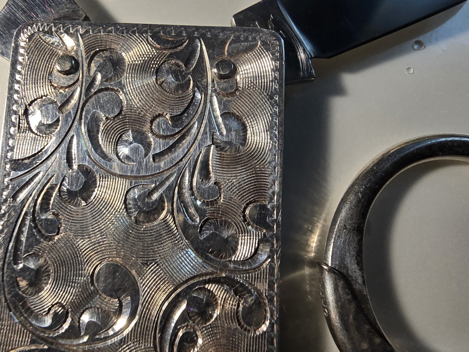 Vintage Engraved Sterling Silver Pocket Knife Keychain Bottle Opener