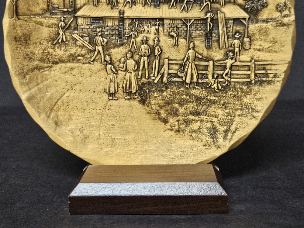 Wendell August 5.75" Amish Construction Home Building Solid Bronze Plate