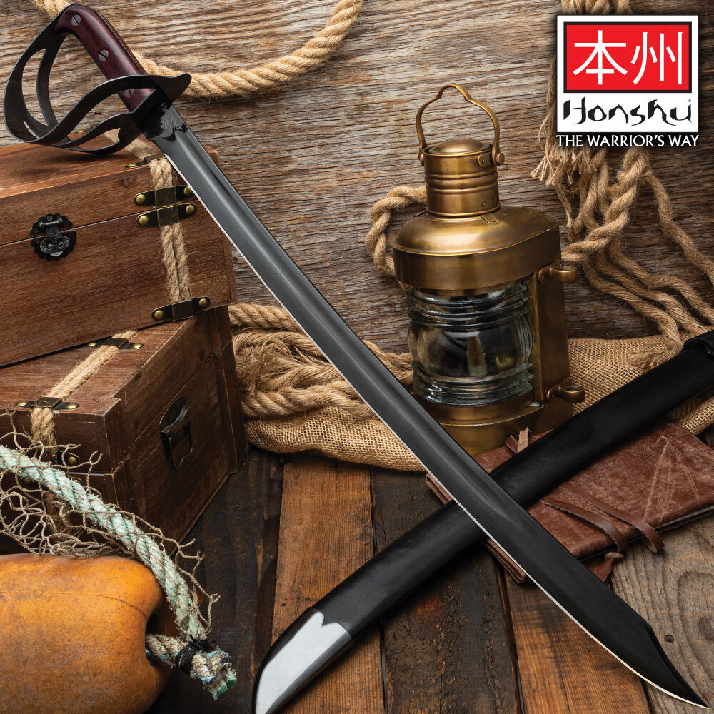 Honshu 1917 Hybrid Cutlass | Carbon Steel Blade | Pirate Sword | Overall 31 1/8"