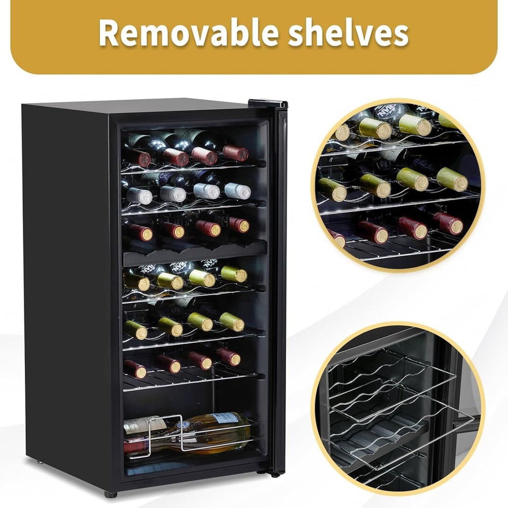 28-Bottle Dual Zone Compressor Wine Cooler,Freestanding Compact Mini Wine Fridge