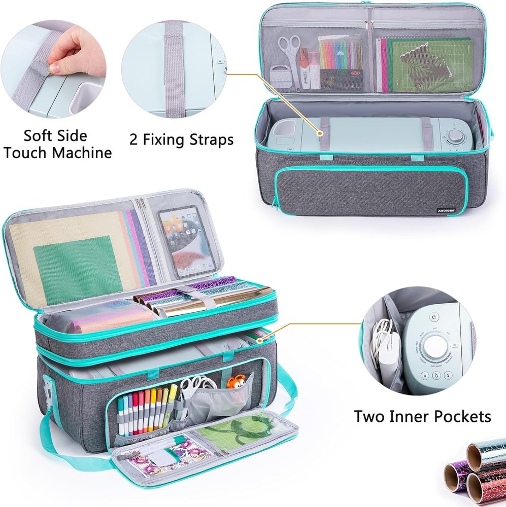 Double-Layer Carrying Case Compatible with Cricut Maker 4, Explore 4, Maker 3, E
