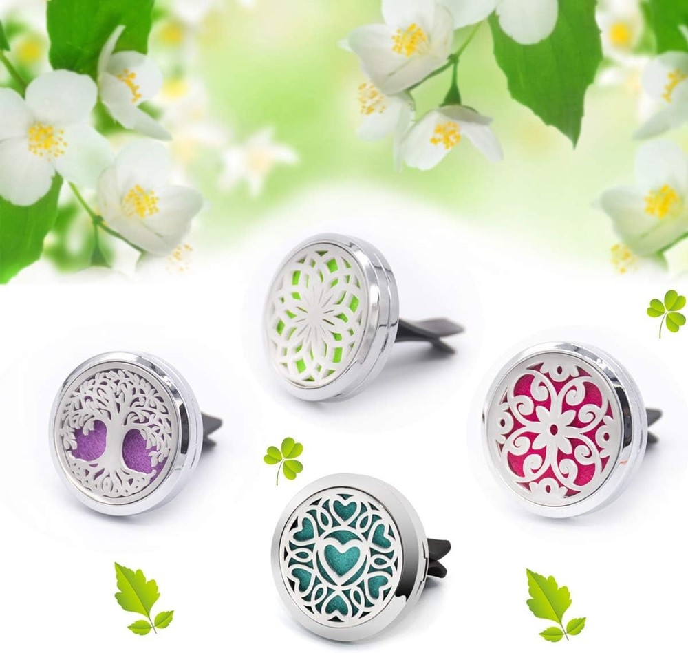4 PCS Essential Oil Car Diffuser Vent Clip, Tree+heart+2 Flowers