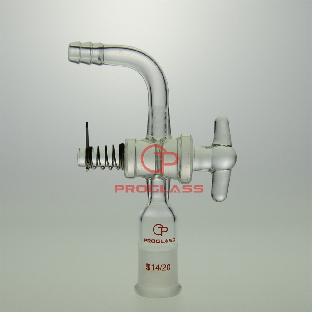 Laboratory Glass Stopcock Adapter With Spring 90° bent