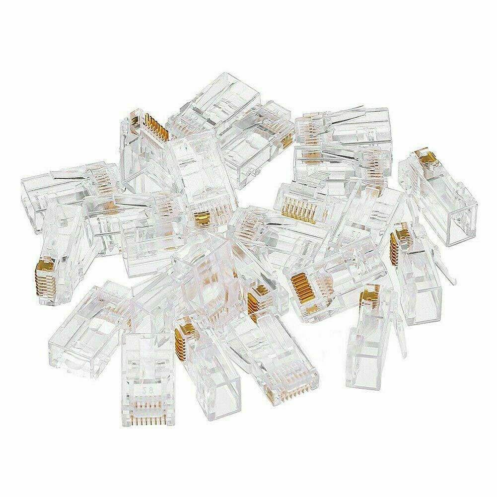 100 pcs RJ45 Pass Through Ethernet Modular Plug Cable Connector End 8P8C CAT6