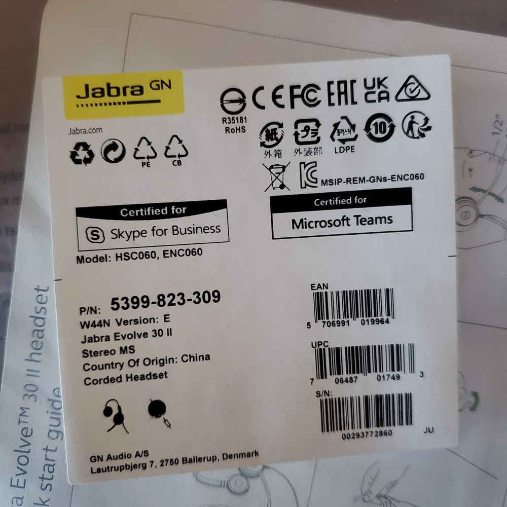 Jabra Evolve 30 II Wired Headphone - Black