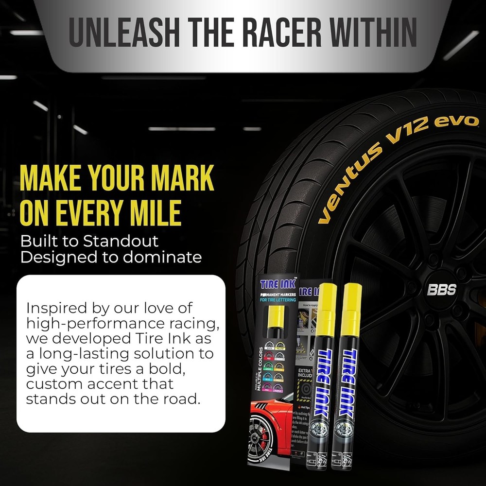 Durable Yellow Paint Pen for Car Wheels - 2 Count