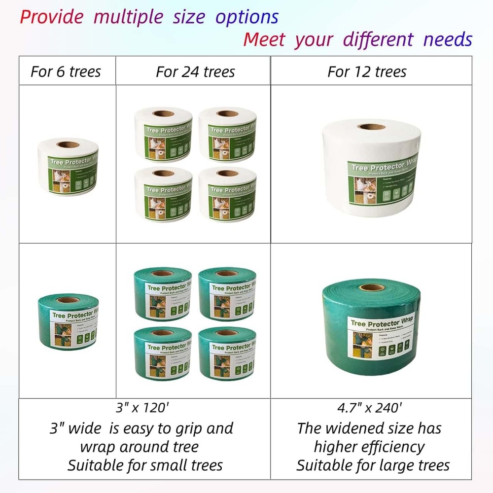 3" x 120' Tree Wrap to Protect Bark, Trunk Protector Green X