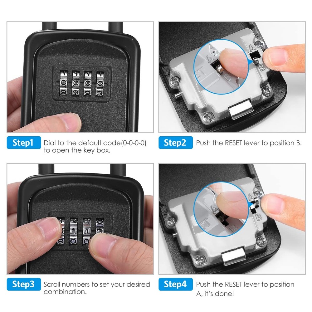 Key Lock Box, (NEW VERSION) Wall Mounted Safe 1 Pack, Black
