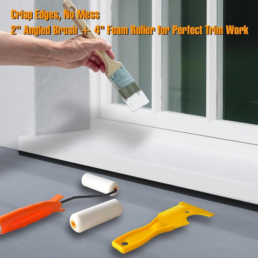 King Origin 18 Pcs Paint Roller Kit - 9" & 4" Paint Roller Covers, Paint Tray wi