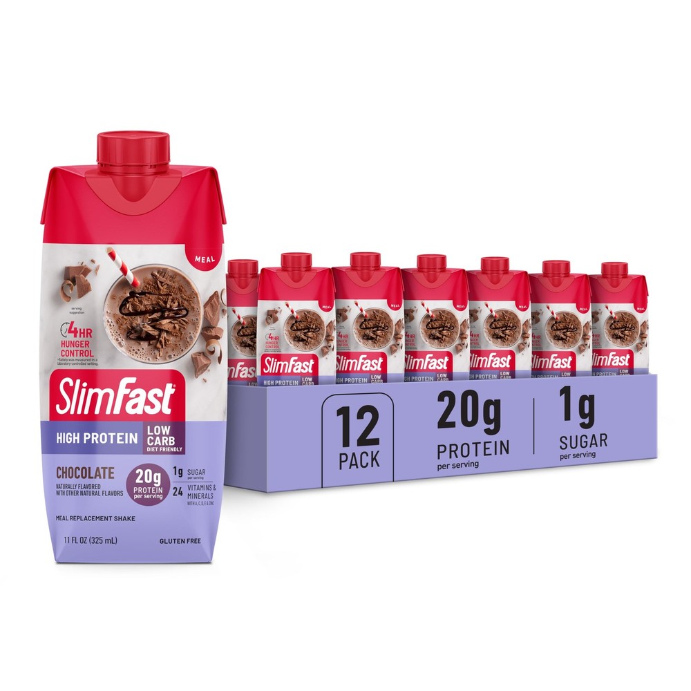 SlimFast Protein Shake, Chocolate- 20g Protein, Meal Replacement Shake Ready ...
