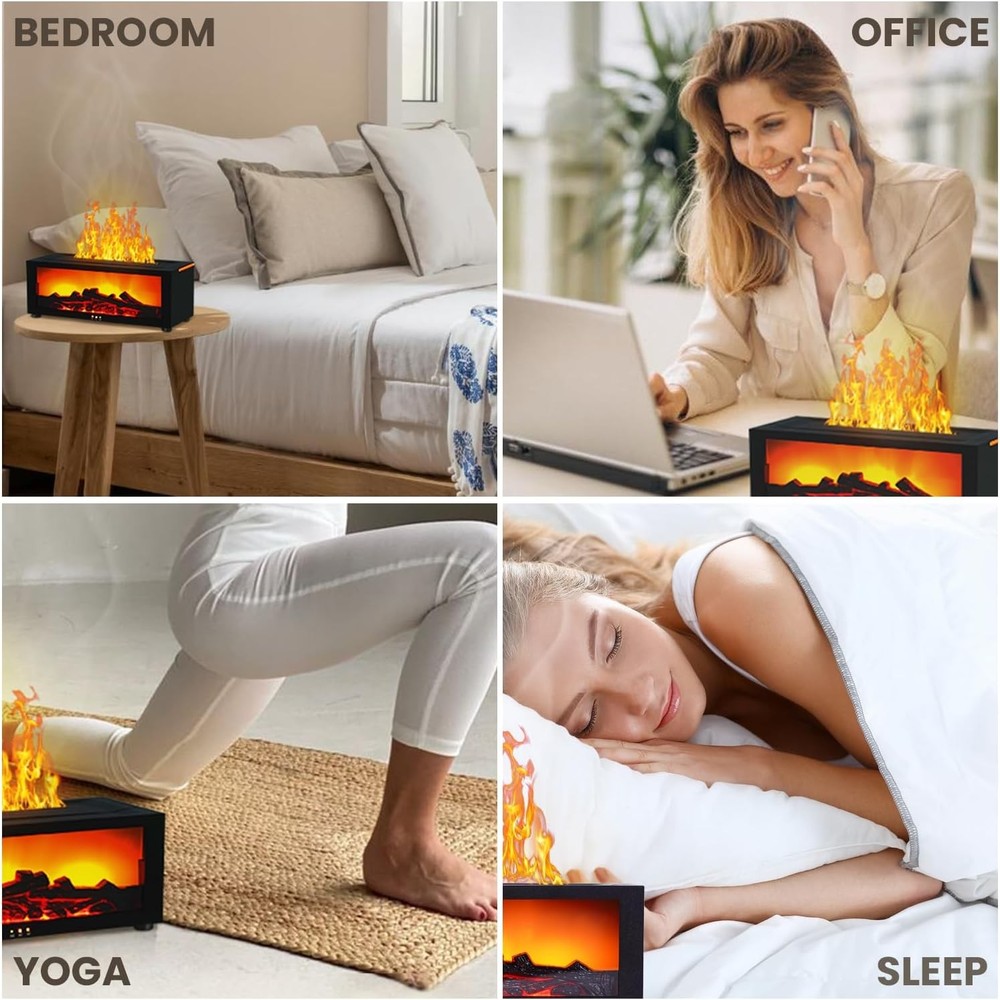 Fireplace Humidifier Diffuser, Flame Diffuser for Essential Oils, Aroma Diffuser