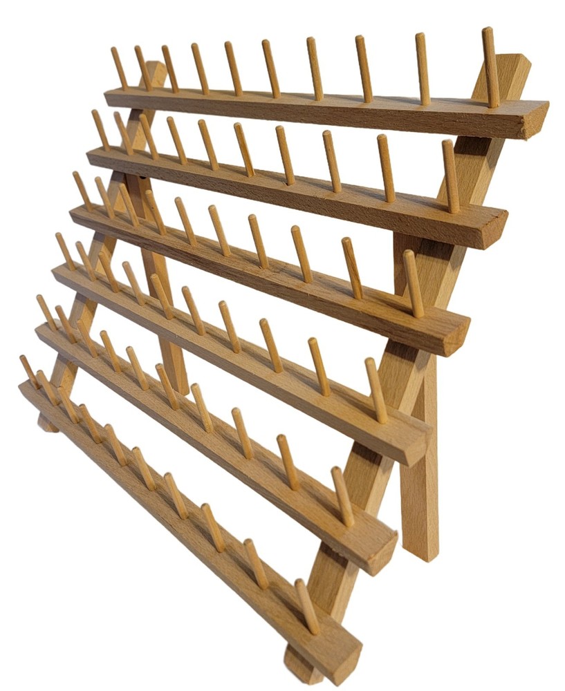 60-Spool Thread Spool Rack Wooden Thread Holder Sewing Organizer