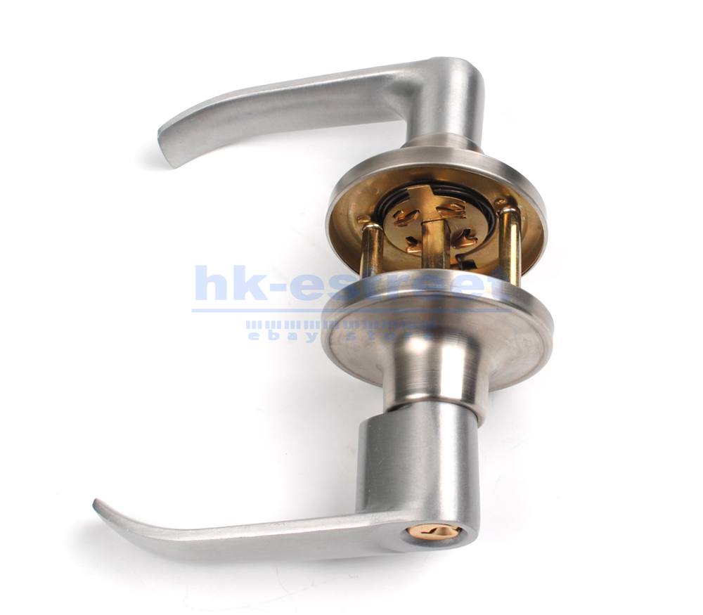 Entry Door Lever Lock Set Privacy Keyed Knobs Lockset Handle+2 Keys Satin Nickel