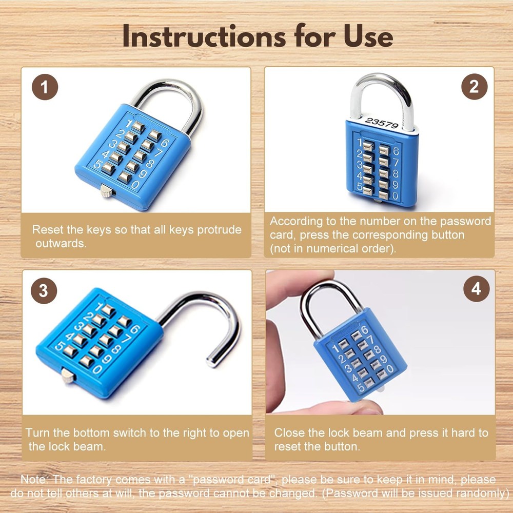 Mioni 10 Digit Push Button Combination 5 Digit Locking Mechanismblue bl