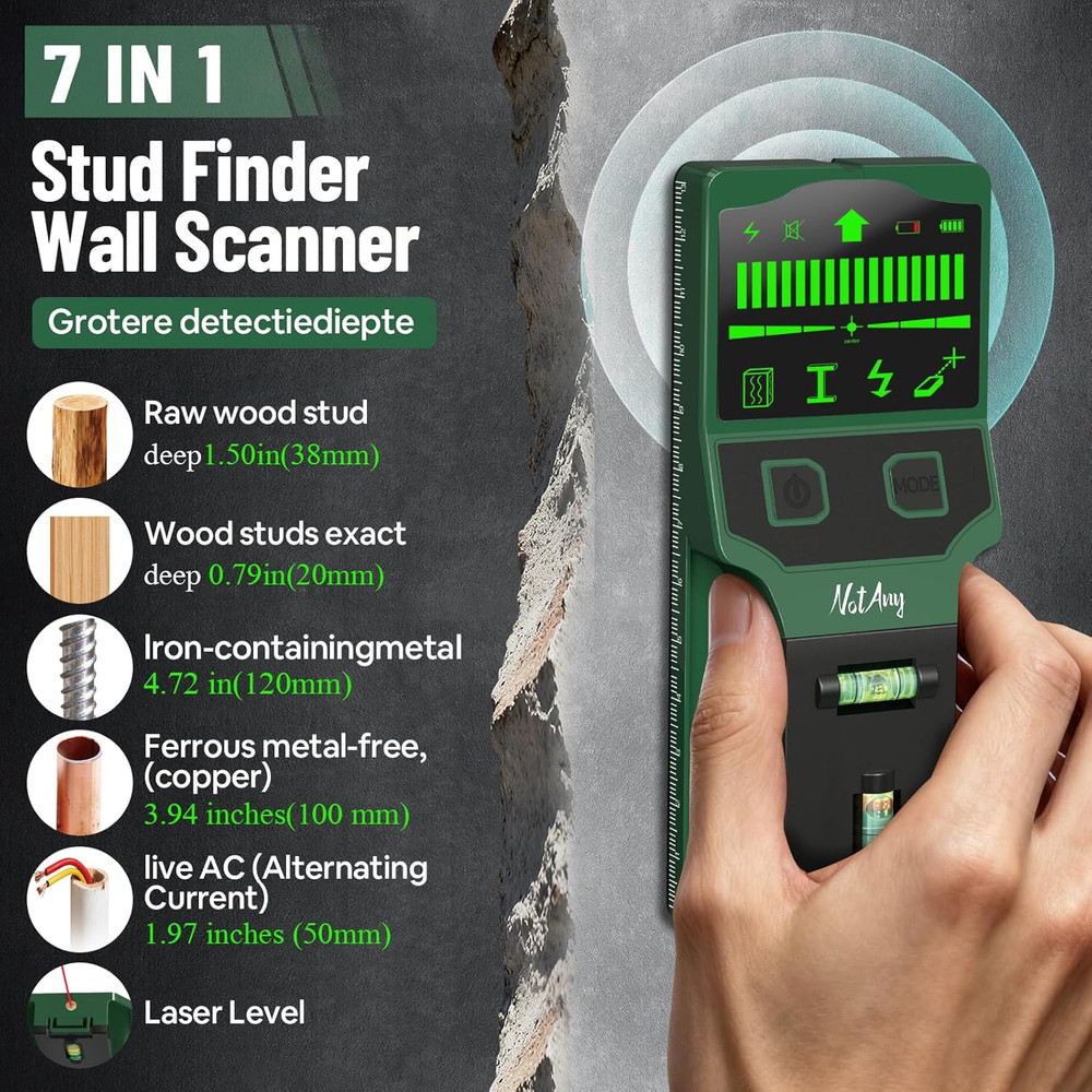 Stud Finder Wall Scanner - 7-In-1 Electronic Wall Stud Detector, Detects Wood, M