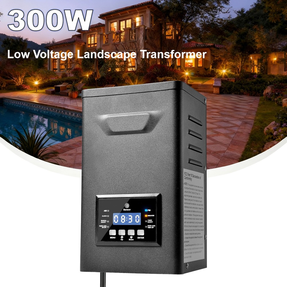 300W Low Voltage Landscape Transformer with Timer and Photocell Sensor