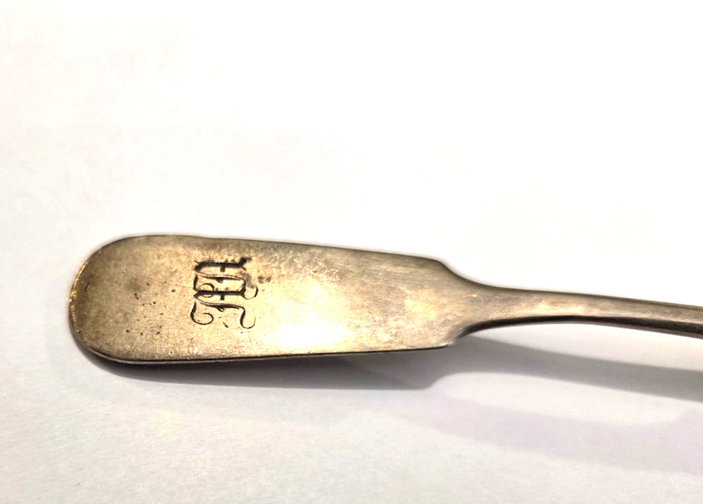 Antique Imperial Russian 84 Solid Silver Teaspoon Engraved Initials