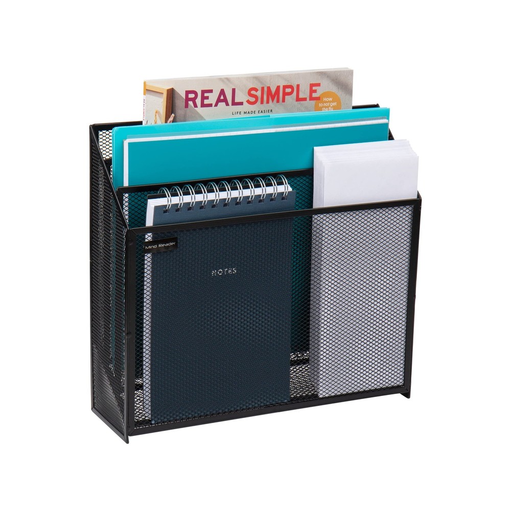 Vertical File Storage, Desktop Organizer, Workspace, Office, Metal Mesh, 12.5...