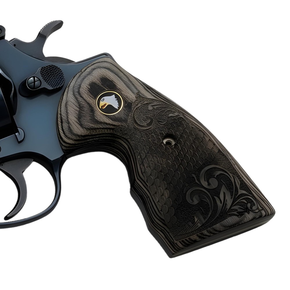 Colt Python Black Rosewood with Scrollwork and Scales Grips with Screaming Eagle