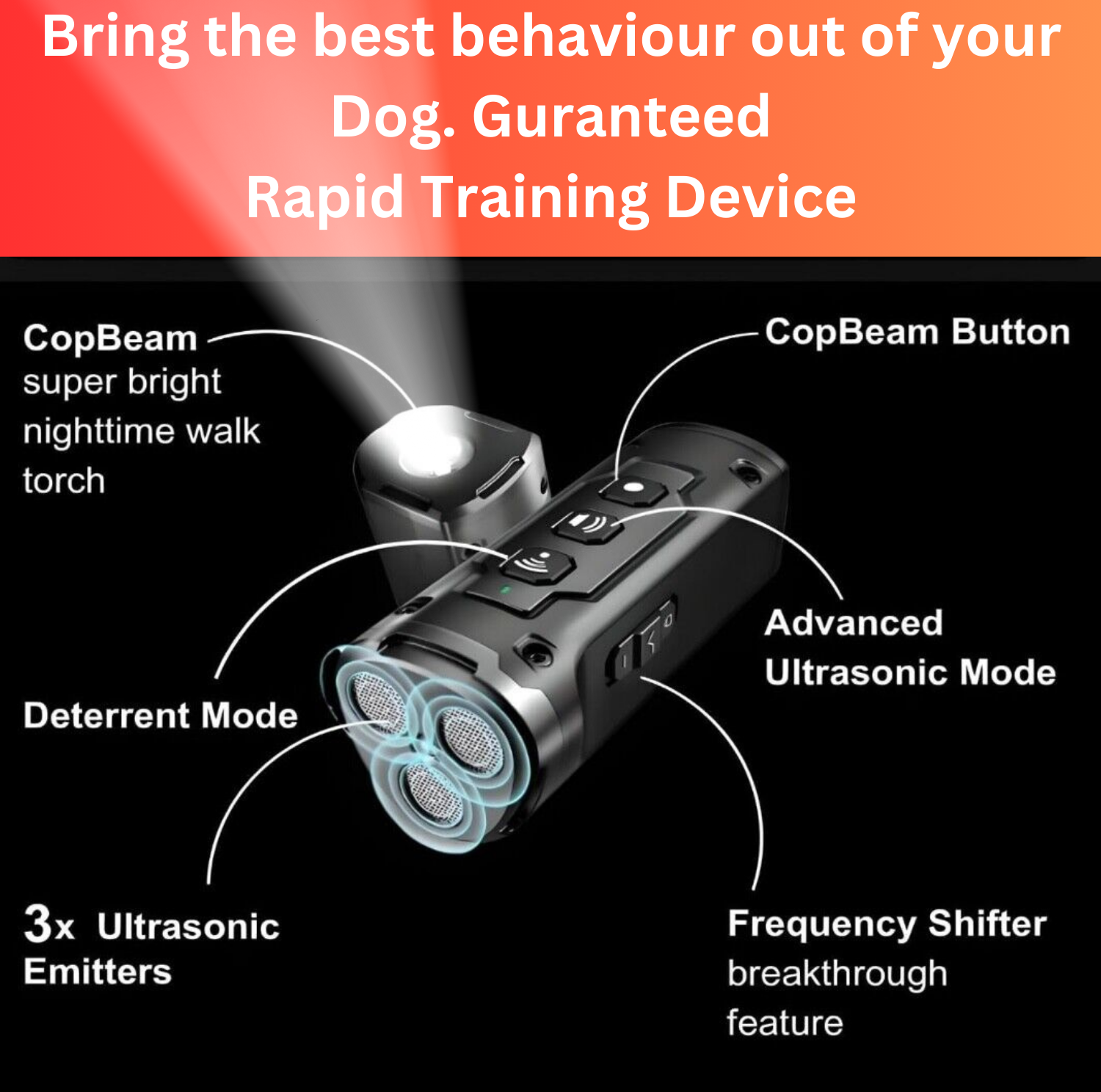 Niche Brands 50Ft Dog Bark Deterrent Devices W/3X UltraSonic Emitters | No Bark