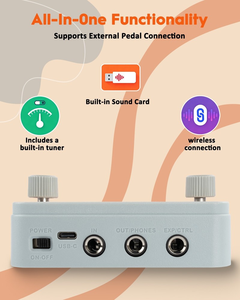 STRICH Pipe Tones Pocket Multi-Effects Processor for Guitar and Bass (Gray)