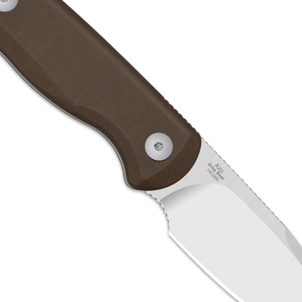 Kizer Drop Bear Fix Drop Point Fixed Knife 14C28N Blade Micarta Handle + Sheath