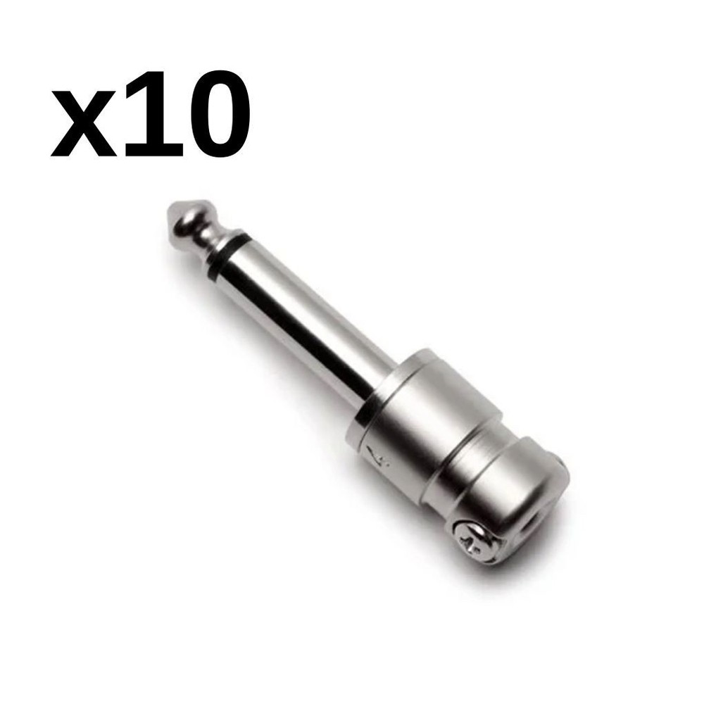 10 Pack - Squareplug SPS4 Low Profile Right Angle TS Plug, Nickel