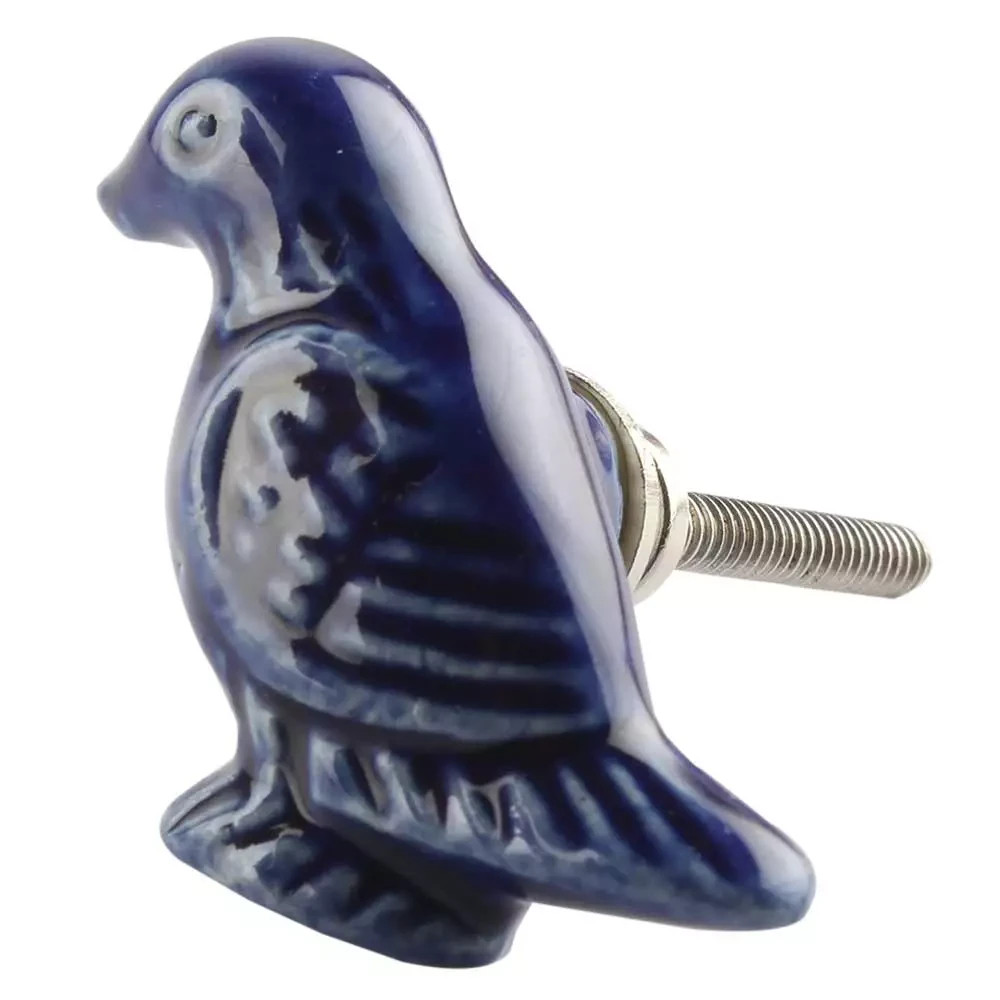 Blue Bird Ceramic Cabinet Knobs - Set of 4