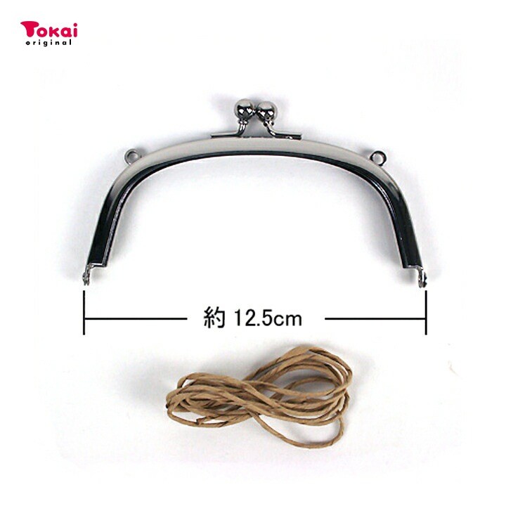 Round Purse Frame with Loop 12.5cm Silver (with Paper Cord)
