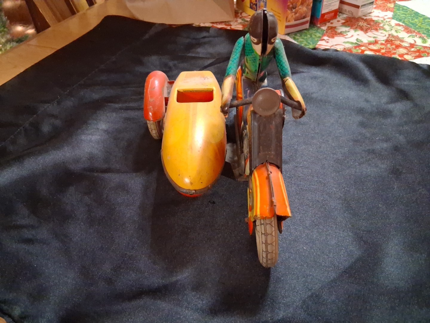 Rare 1960's Soviet Wind-Up Tin Motorcycle W/ Side Car, All Original Kiev Biker