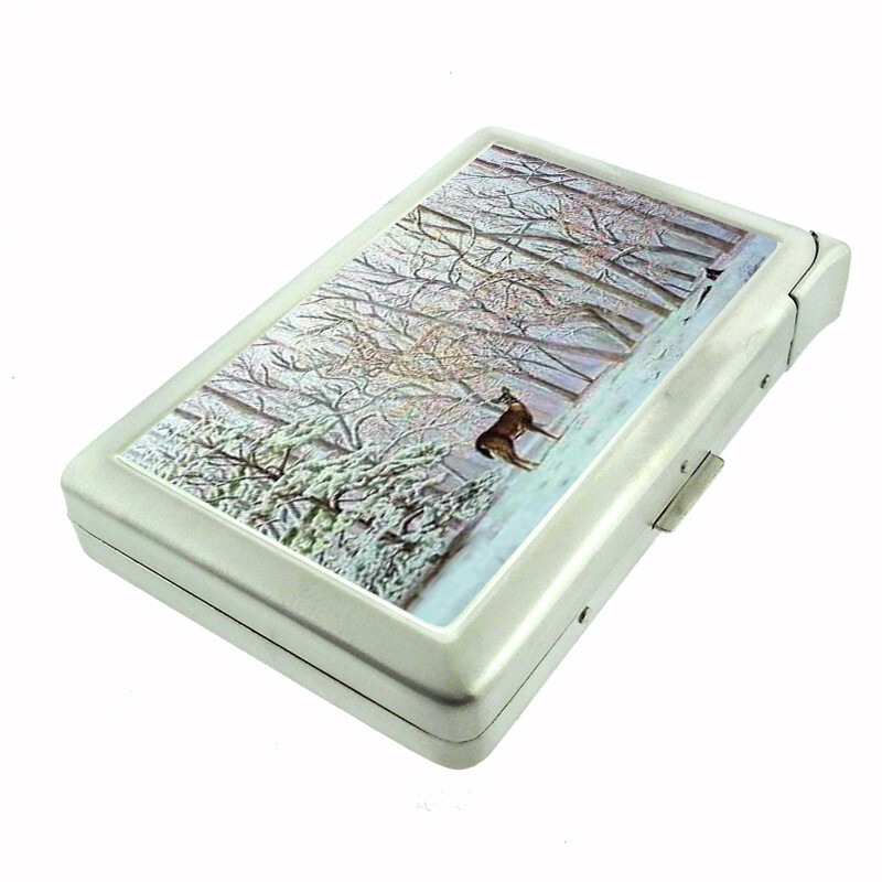 Deer Illusion 100's Size Cigarette Case with built in lighter Wallet