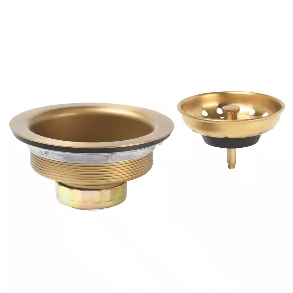 Fixed Post Kitchen Sink Strainer-Brushed with Gold Finish