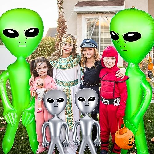 4 Pcs 63/35 Inch Halloween Giant Alien Inflatable Jumbo Blow up Green Alien