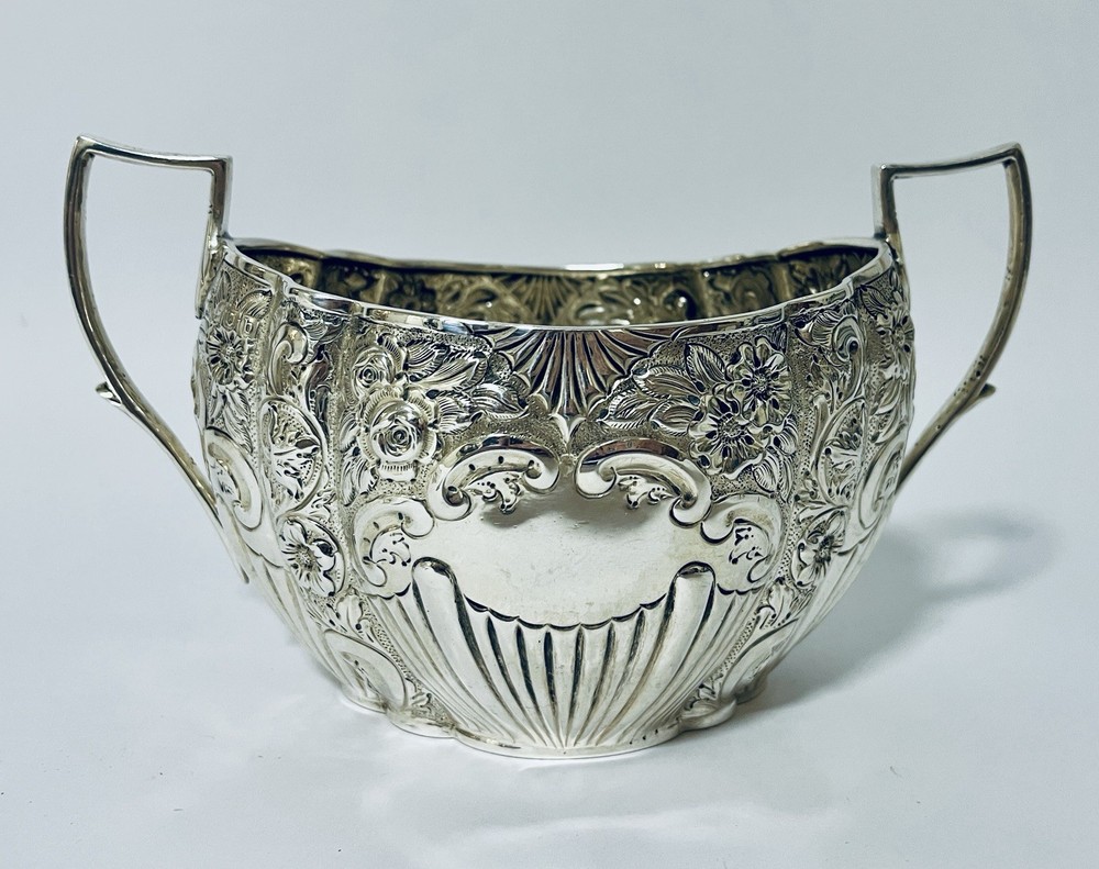 Large Antique Victorian Solid Sterling Silver Sugar Bowl Basin 1897