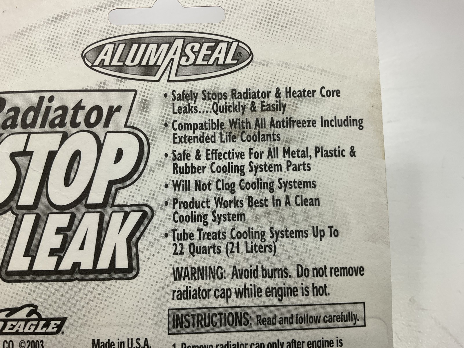 (5) Packs - AlumAseal ASBPI12 Radiator Stop Leak Powder Blister Card 20G Repair