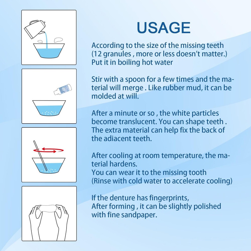 3×Resin False Teeth Solid Glue Temporary Tooth Repair Moldable Teeth Gap Denture