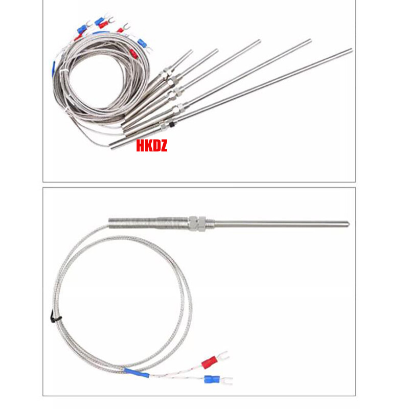 K Type Thermocouple Temperature Sensor Probe 0-400°C 2P Shielded Cable 30~200mm
