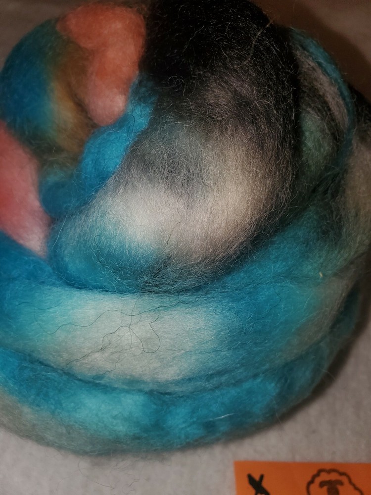 Spunky Eclectic Roving 4 oz Handpainted Romney "Eclipse"