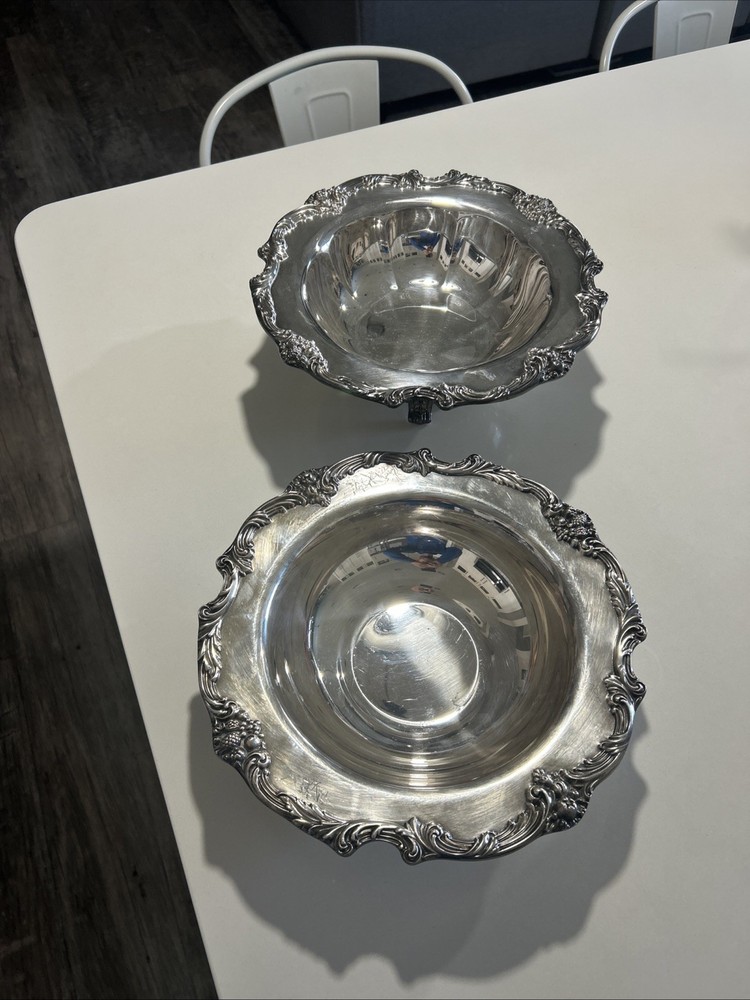 Reed Barton King Francis Silverplate Footed Centerpiece Bowl #1694 & 1671 Dish
